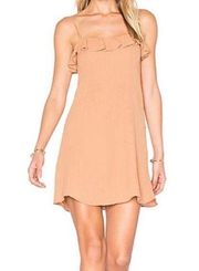 Privacy Please Camel Cisco Ruffle Top Spaghetti Strap Casual Dress small