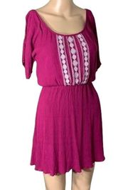 Maurices Womens Flutter Cold Shoulder Sleeve Linen Mini Dress Pink XS EUC