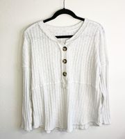 Maurices Ribbed Long Sleeve 1/4 Button Up Women