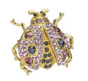 Charter Club Gold-Tone Crystal Bug Pin/Brooch in Gold/Purple New in Box