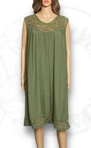 Zac & Rachel Woman Lace Contrast Sleeveless Shift Dress Caper Green Size 2X