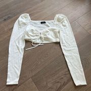 Majorelle Women's White Long Sleeves Crop Top Size Small
