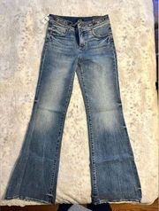 NWT Express 70s Flare Mid Rise Jeans with horsebit detail