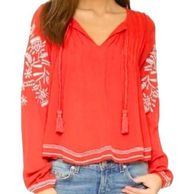 REVOLVE  rose salmon peasant tassel blouse TB 2350