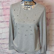 TRESICS luxe gray long sleeve top size large