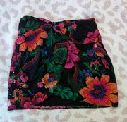 Blooming Garden Black Mini Skirt