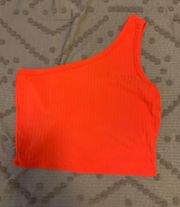 One shoulder red shirt