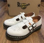 DR MARTENS Mary Jane white leather Oxford shoes women’s 8 new