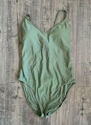 Aerie Olive Green Full Coverage Strappy Back One Piece