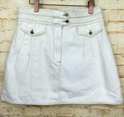 Free People  Braided Baby Skirt Mini A-Line White Denim Retro Mod