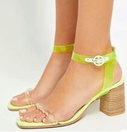 FREE PEOPLE Natal Heel Sandals Neon Yellow size 39