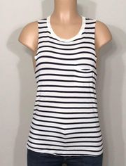 Project Social T navy striped top.
