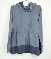 Soft Surroundings Blue Presto Tunic Hoodie Sweatshirt Size Large L