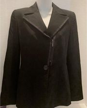 EMPORIO ARMANI Black Unique Zipper Fitted Blazer