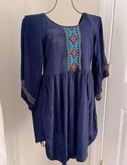 Exist Purple Tunic/Dress with Embroidered Embellishment and Bell Sleeves