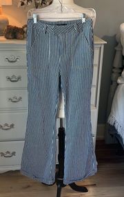 High Waist Denim Bell Bottoms Striped Jeans Womens Medium
