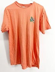 RipNDip Hawaiian Cat Flower Orange Short Sleeve T-Shirt Graphic Tee Size Large