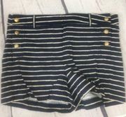 JM15-Cynthia Rowley size 2 shorts, navy blue and white stripped