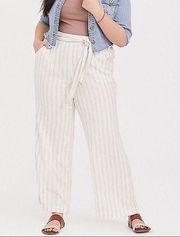 Torrid Ivory Striped Linen Wide Leg