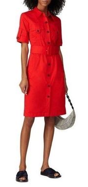 Derek Lam Collective Cherry Red Cotton Belted Utility Dress Size 52 IT | 16 US