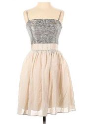 Ted Baker London cream & silver sequin evening dress prom cocktail sz 2