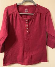 Womens Red Cabela’s 5-Button Long Sleeved Henley Pullover Size Medium