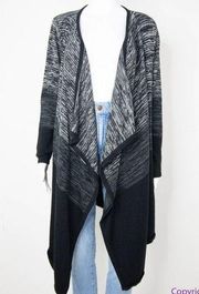 IZ Byer black grey open front long cardigan sweater, L