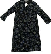 Karen Kane Dress Sz XS Black Blue Floral V neck