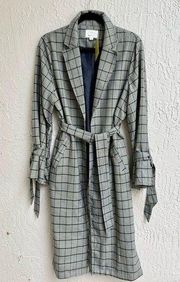 Lost + Wander trench overcoat plaid gray size small