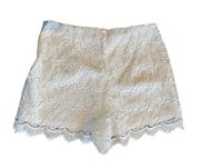 Shorts Lace Size Medium High Waist White Crochet w/ Stretch Boho EUC!