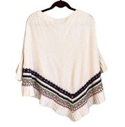 Anthropologie Sleeping on Snow Cream Wool Woodland Knitted Poncho Sweater XS