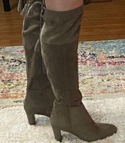 INC Hadli Suede Over the Knee 3” Heel Taupe Boots NWOB 8.5