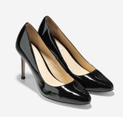 Cole Haan Bethany Pump Black Patent Leather Womens Size 9B Work‎ Almond T…