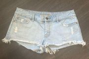American Eagle  Light Wash Distressed Cut Off Frayed Jean Shorts Size 6