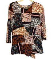 Nanette Lepore Blouse Women's Size Large Floral Paisley Brown