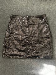 Black Sequin Mini Skirt 