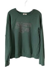 Anthropologie Back When More Love Crew Neck Sweatshirt Green Pink Size Medium
