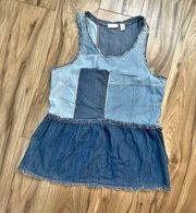 HINGE x REVOLVE | Blue Patchwork Sleeveless Denim Tank Top | Size XS