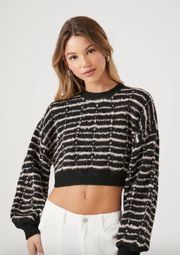 Forever 21 Cropped Striped Tinsel Holiday Sweater