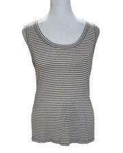 Pale Pink & Gray Striped Sleeveless Knit Tank Top Size Small