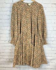 Love Olive Co Dress Sz M Floral Peasant Prairie Cottage Bishop Sleeve Tiered