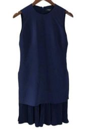 Theory Malkan P Winslow Layered Crepe Dress Sheath Mini Blue Womens Size 0