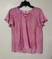 Buddy Love Pink Snakeskin Lace Up Top