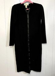 Signature Vintage Black Wool Button-front 90s Cardigan Dress M