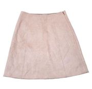 READ Aritzia Babaton Modern Mini Skirt Beige Vegan Faux Suede Short Size 2