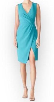 Black Halo Nora Dress Women's 10 Blue Knee Length Sleeveless V-Neck Sheath