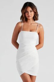 Wrapped In Stylish Crepe Mini Dress in White