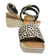 Gianni Bini Barreno Cheetah Bovine Hair Platform Ankle Wrap Sandals Size 9