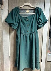 NEW FRENCH LOOK POOF SLEEVE GREEN DRESS XL