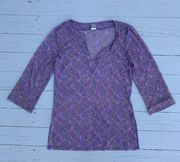 Vintage  Purple Paisley Sheer Top Coverup